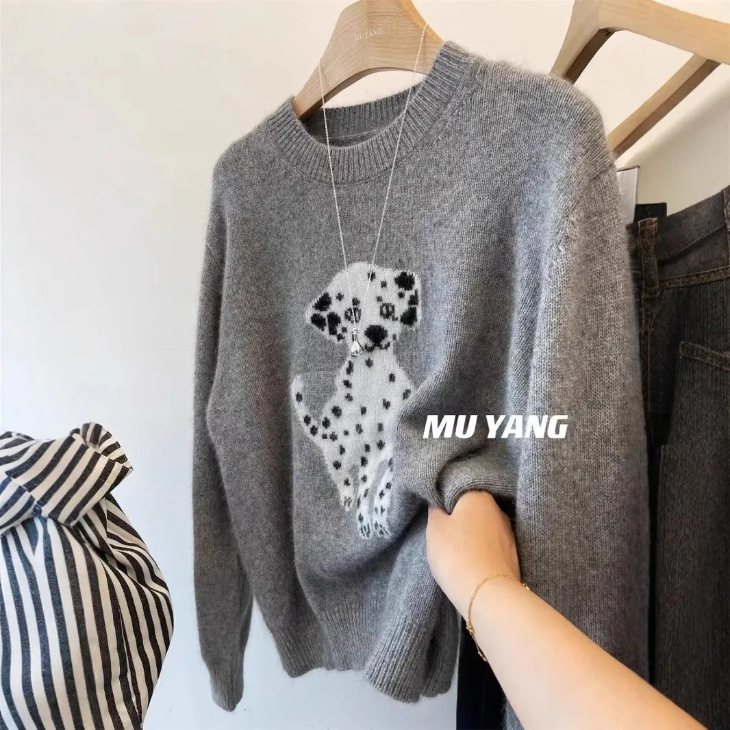 Y2k2024 Autumn/Winter New Large Size Loose Warm and Fashionable Casual Top French Knitted Large Size Sweater