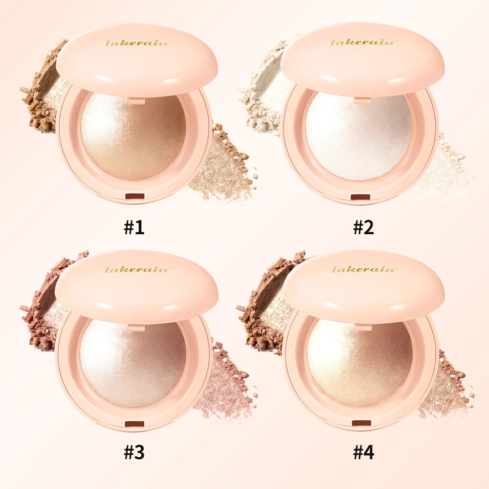 Face Highlighter Baked Illuminator Powder Pearl Shimmer Natural Radiant Glow Smooth Glossy Long Lasting Brightening Facial Makeu
