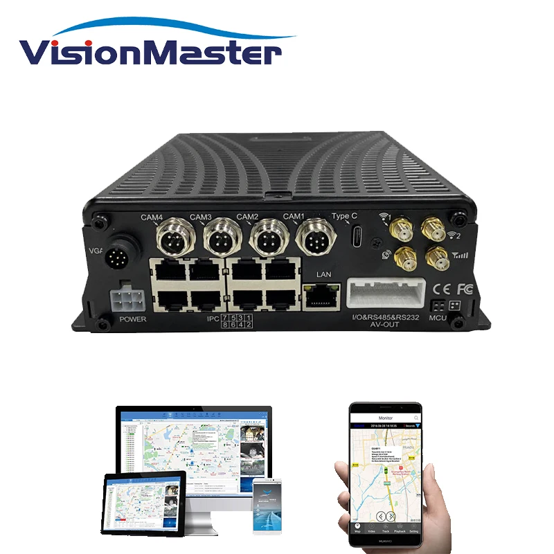 محرك الأقراص الصلبة للسيارة المحمول DVR 4G GPS مسجل فيديو رقمي HD 1080P MDVR مراقبة مسجل فيديو السيارة