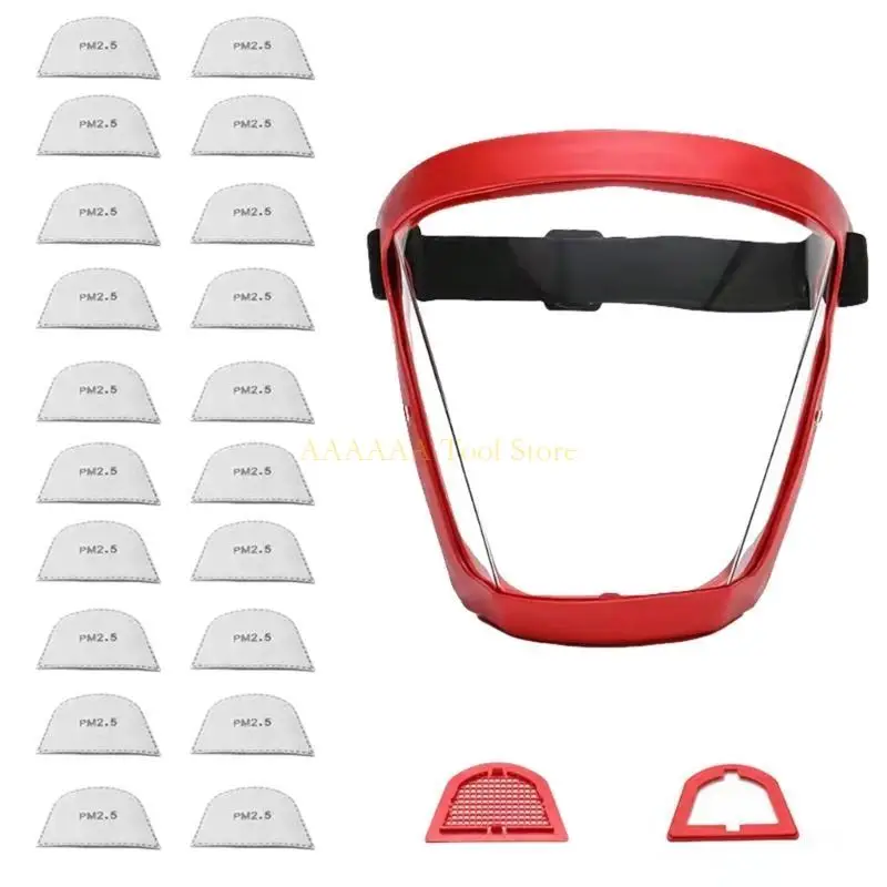 A2BE Pełna tarcza twarzy do narzędzia kuchennego motocyklowe maski wiatrowoodporne Maska tarcza twarzy z filtrem 20pcs