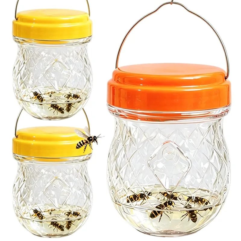 1/3Pcs Fruit Fly Trap Wasp Catcher Hanging Reusable Physical Pest Control Non Toxic Transparent Bottle with Ring for Farm Patio