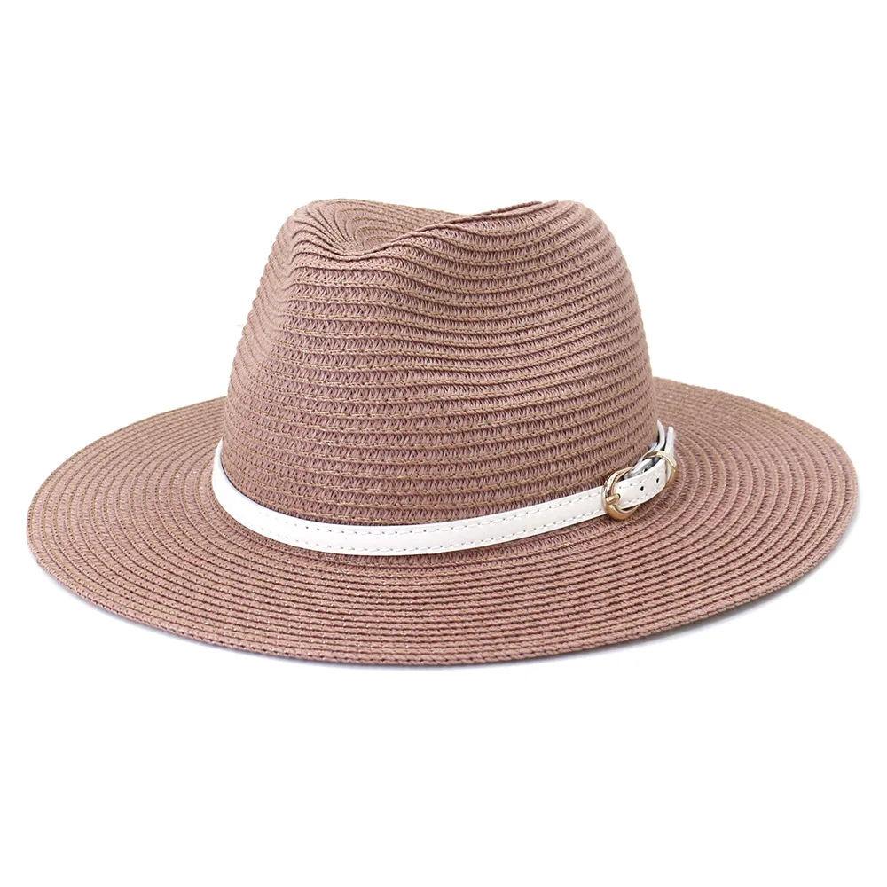 BUTTERMERE Panama Hat Straw Men Women Hat Red Light Blue Yellow Purple Caramel Summer Hat Belt Decorate Sunhat Chapeau Sombrero