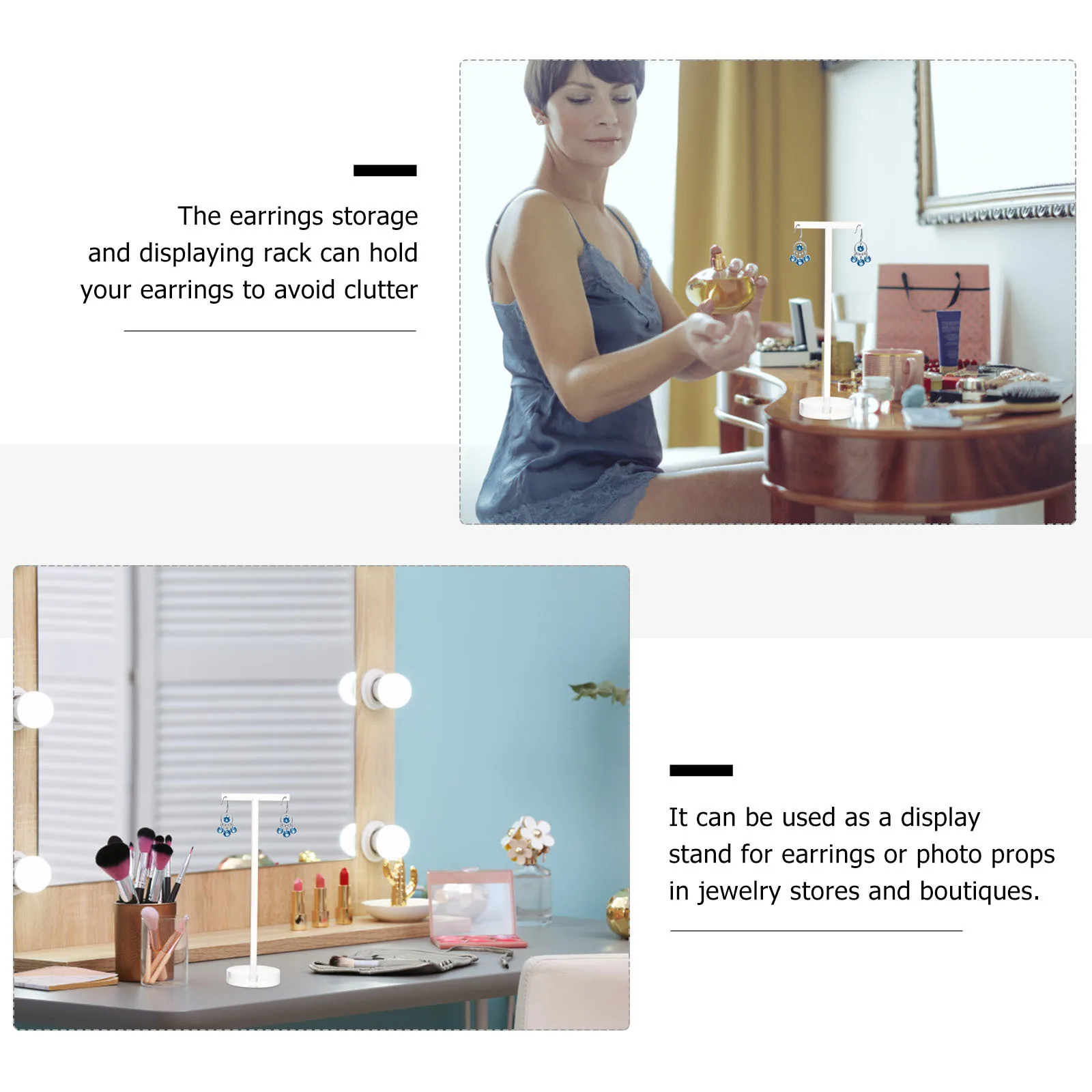 

Charming T-Shape Earring Organizer Acrylic Rack Safe Long-Lasting Jewelry Shop Photo Props Earring Storage Rack