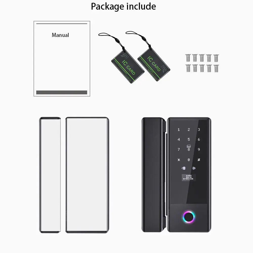 NEW Access Control Office Glass Tuya Wifi Security Wireless Password Keyless Fingerprint Digital Smart Glass Door Lock