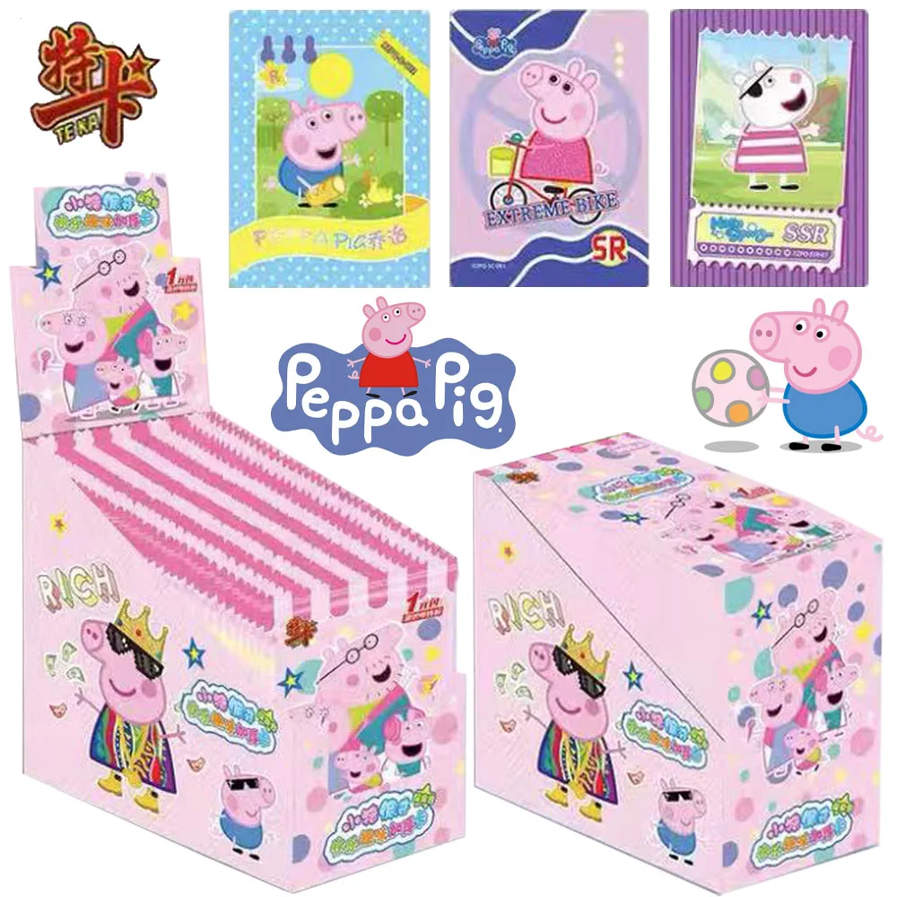 New Peppa Pig Card Mummy George Daddy Anime adventure Collection Family entertainment Cards Children Toys Gift card box