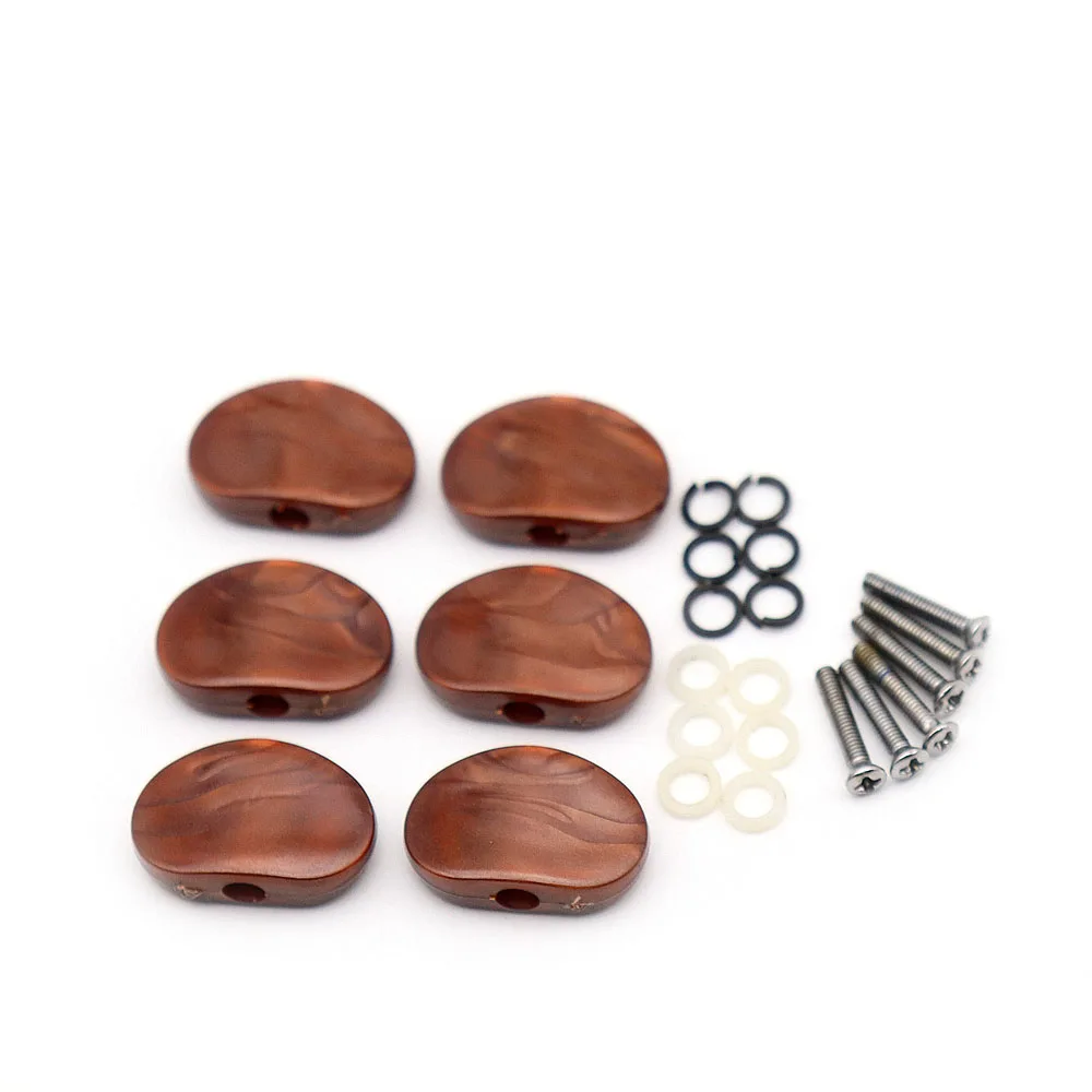 6Pcs Oval Shape Guitar Tuning Pegs Button Cap Tuners Machine Head Button Electric Guitar Buttons Head