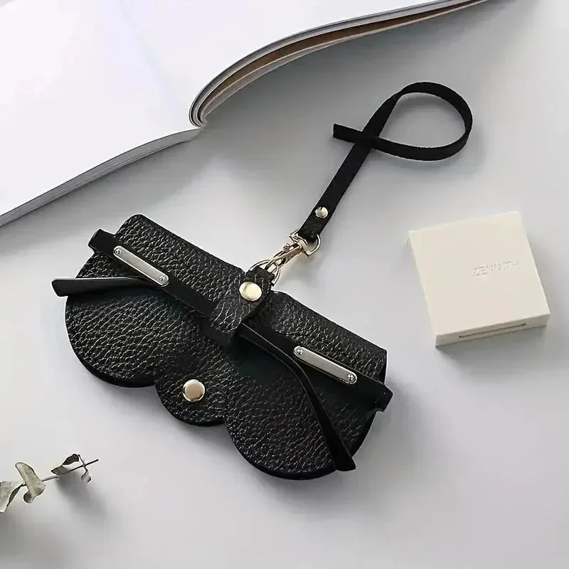 Cute Embossed Lychee PU Leather Eyeglasses Case Portable Travel Storage Pouch For Sunglasses Reading Glasses