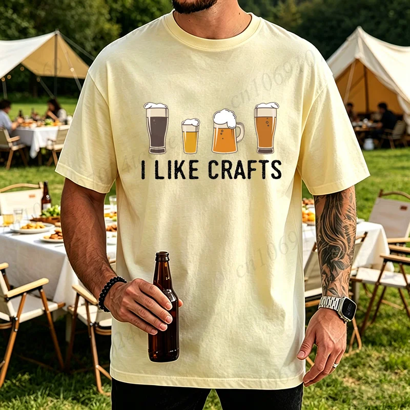 Funny Like Crafts Beer Graphic T-Shirt Tops Drinking Tees for Men Casual T Shirts Fashion Summer Tshirts Top Beer Lover Gifts
