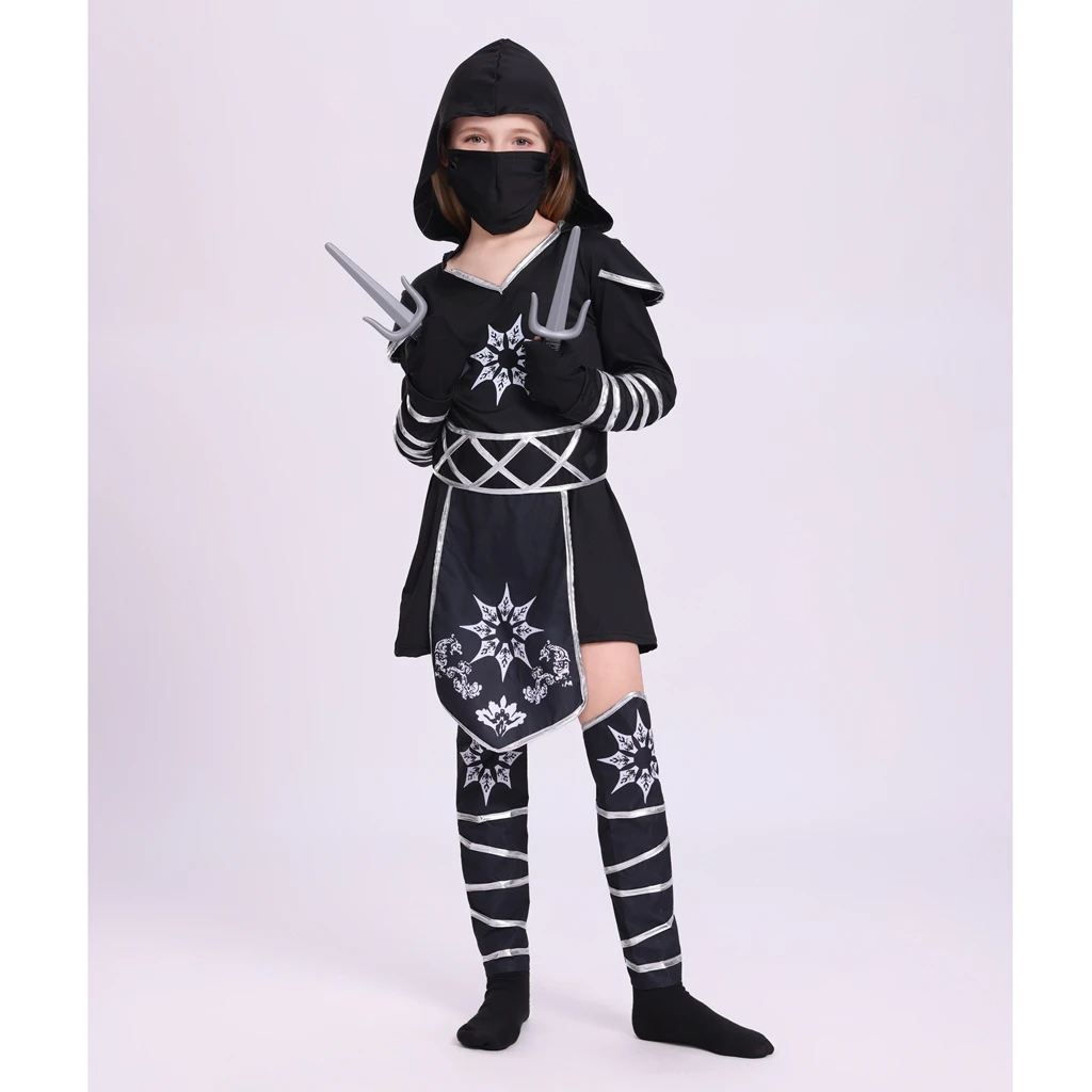 

Hallowee Anime Costume for Girls Dress + Belt + Gloves + Face Covering + Leg Warmers Outfit