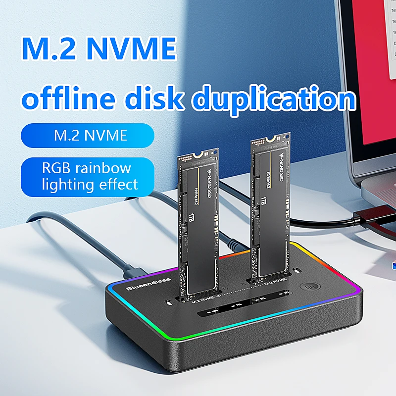 Blueendless M.2NVMe Solid State Drive Base20Gbps USB3.2Hard Disk Copy Machine Offline Clone Hard Disk Box duplication for Laptop