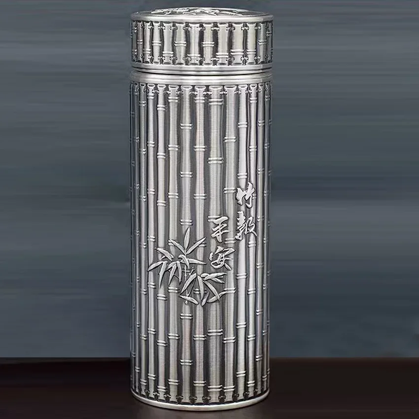 999 Pure Silver Insulated Cup - Premium Health Care Silver Water Bottle - Large Capacity Portable Gift Drinking Bottle
