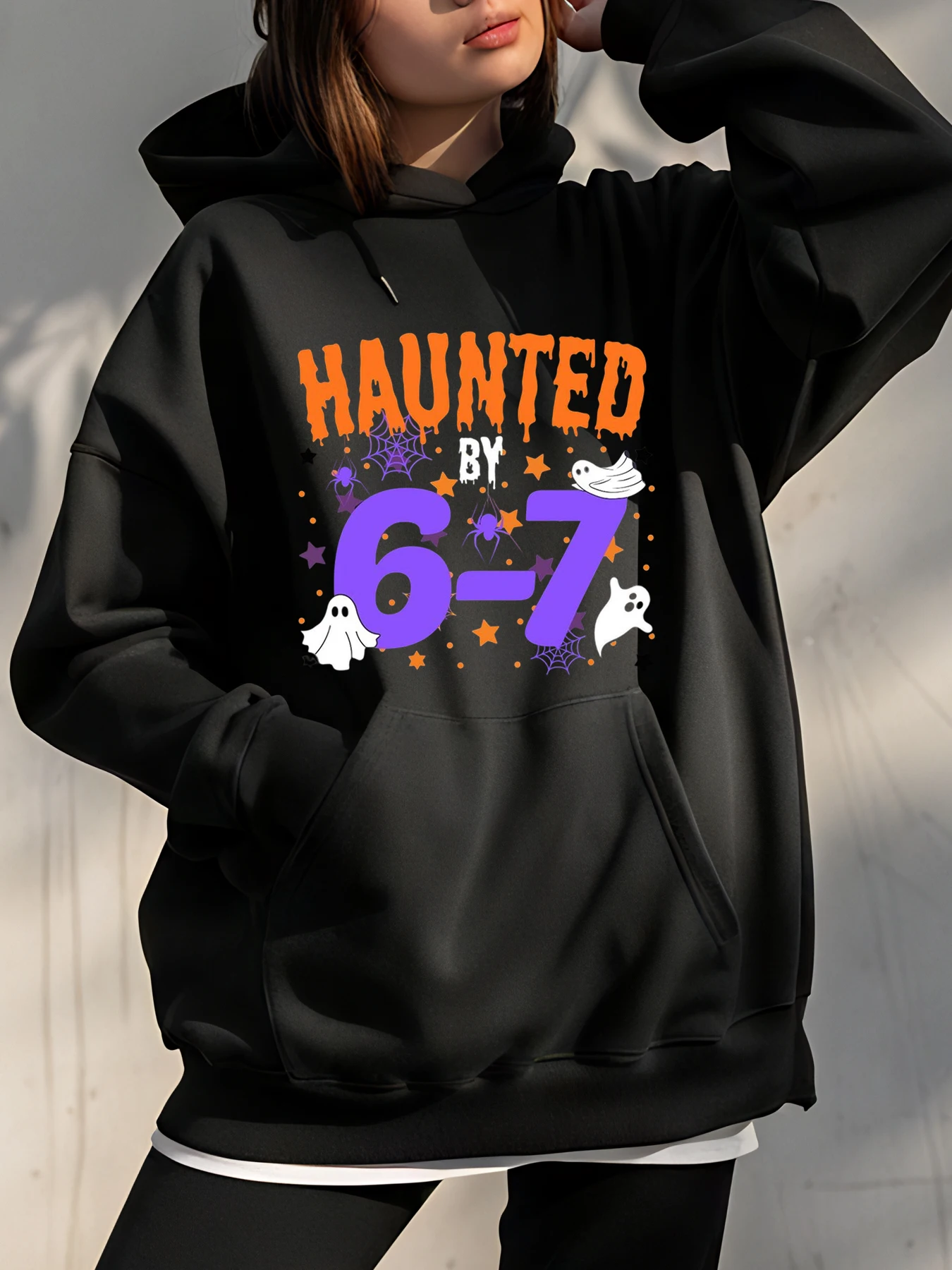 

Женская толстовка с капюшоном с принтом «Призрак паутины» на Хэллоуин от 6 до 6-7 лет, повседневная модная осенне-зимняя верхняя одежда для девочек