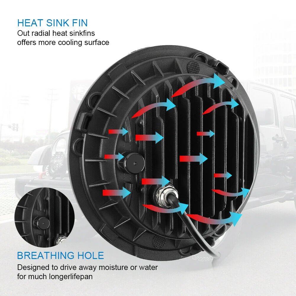 2 szt. Samochodowe 7 "reflektory Led Hi/Low H4 Halo kątowe do miejskiego Harley BMW Jeep JK 4x4 Suzuki Samurai Jeep Wrangler Off Road — zdjęcie 4