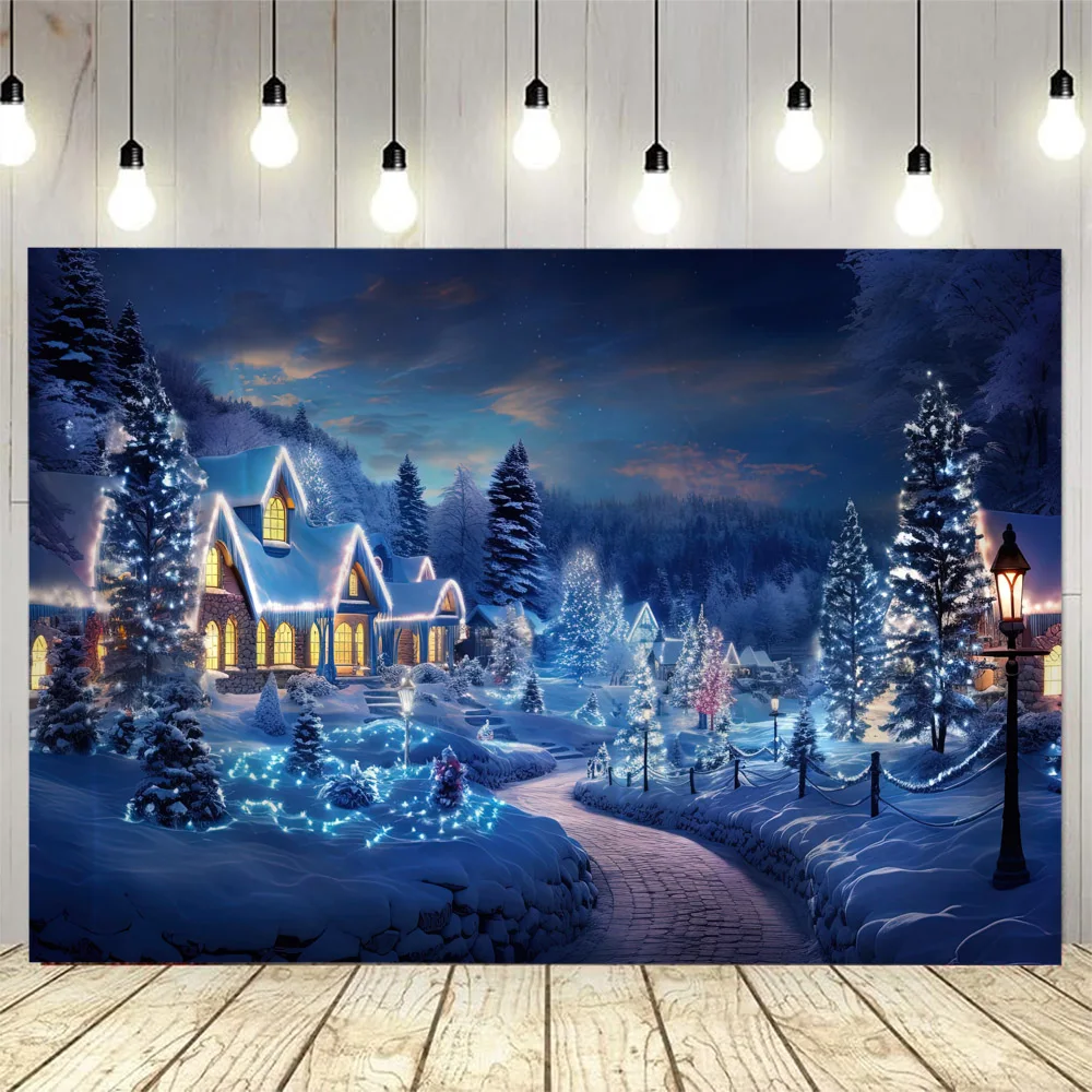 

Christmas snow scenery oil painting tapestry wall hanging hippie holiday gift Christmas tree bedroom living room home decoration