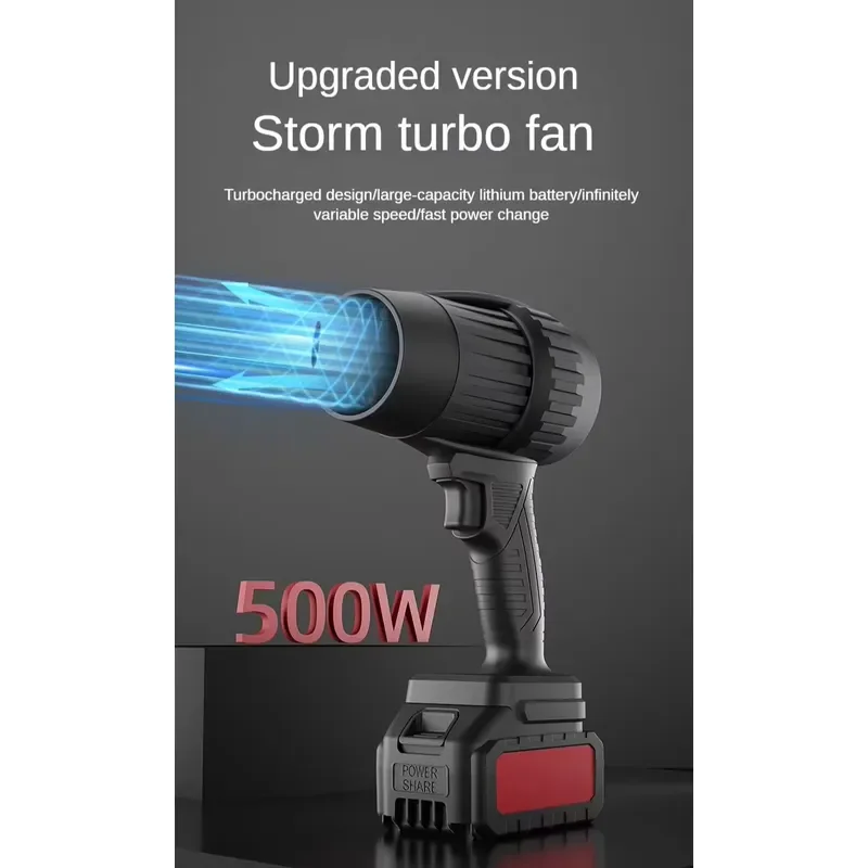800W Cordless Electric Leaf Blower Portable Lithium Battery Powered Air Duster for Snow Cleaning Garden Yard Debris Removal