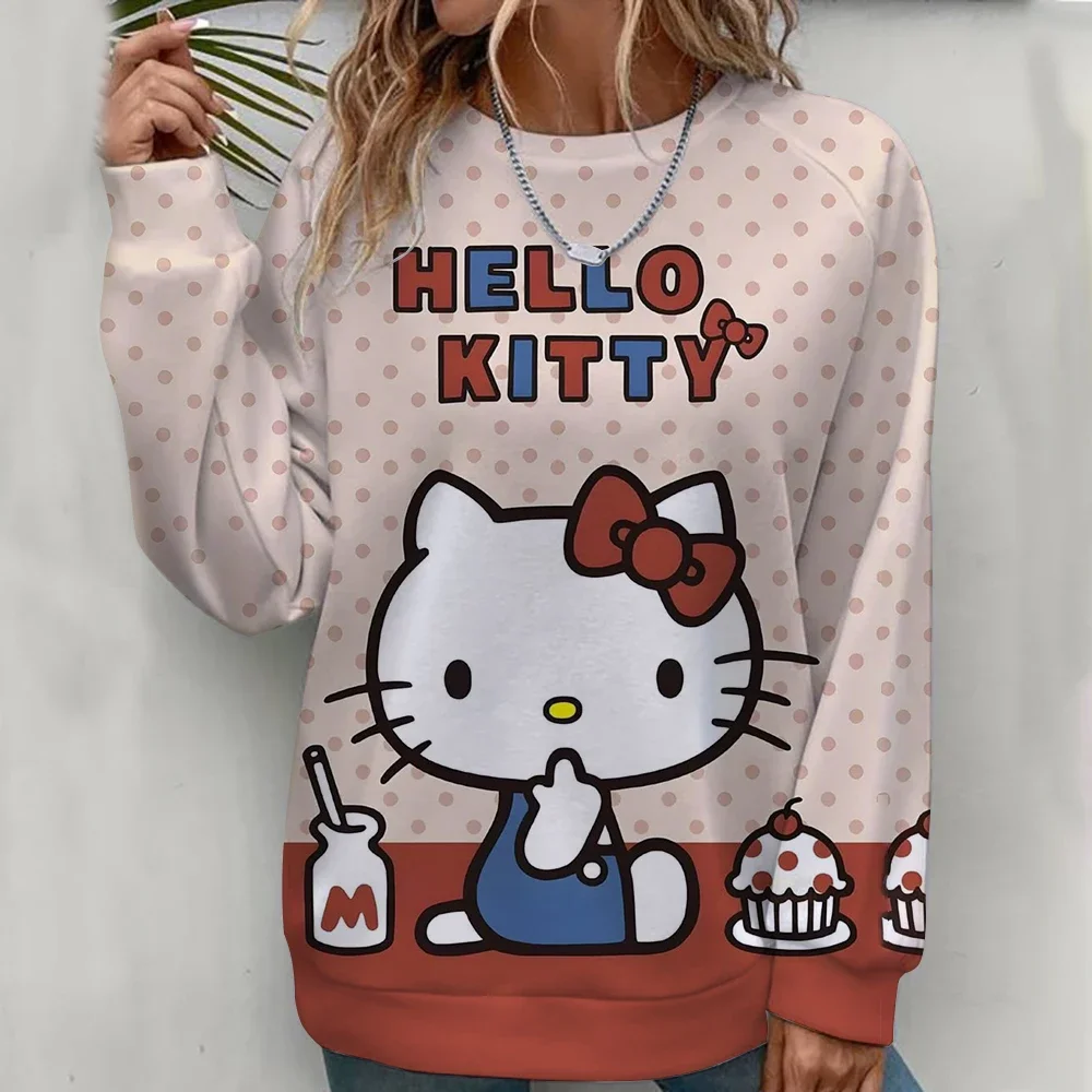 Sweat-shirt à col rond pour femme, confortable, à la mode et décontracté, imprimé unique, Hello Kitty, nouvelle collection automne 2026
