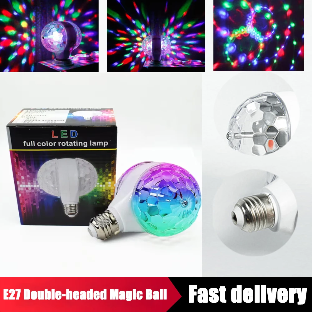 

2025 New LED Two-Way Crystal Magic Ball Stage Light 6W Color Rotating Stage Lamp Atmosphere Lights Mini Disco Seven Color Lamps
