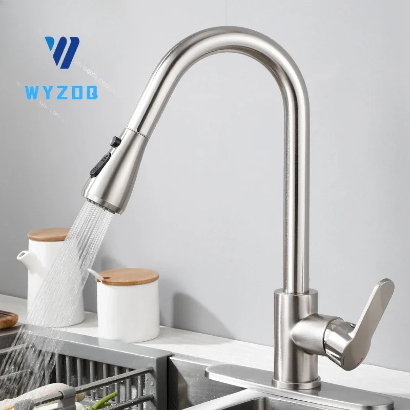 Pull Out Kitchen Faucet with Dual Outlet Water-cooled Hot Wash Sink Faucet Bathroom Faucets Bathroom Accessories