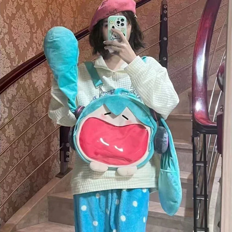 # 2025 Hatsune Miku Umhängetasche Neuer Rucksack Niedliches Anime-Mädchen Plüsch Cartoon Kawaii Rucksack Studententasche Paket Kinder Geschenke Spielzeug