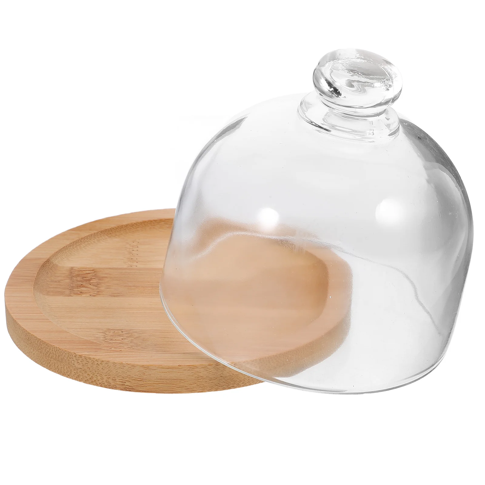 

Wooden Cake Tray Food Store Display Meal Cover Party Supply Glass with Plate Serving Bread