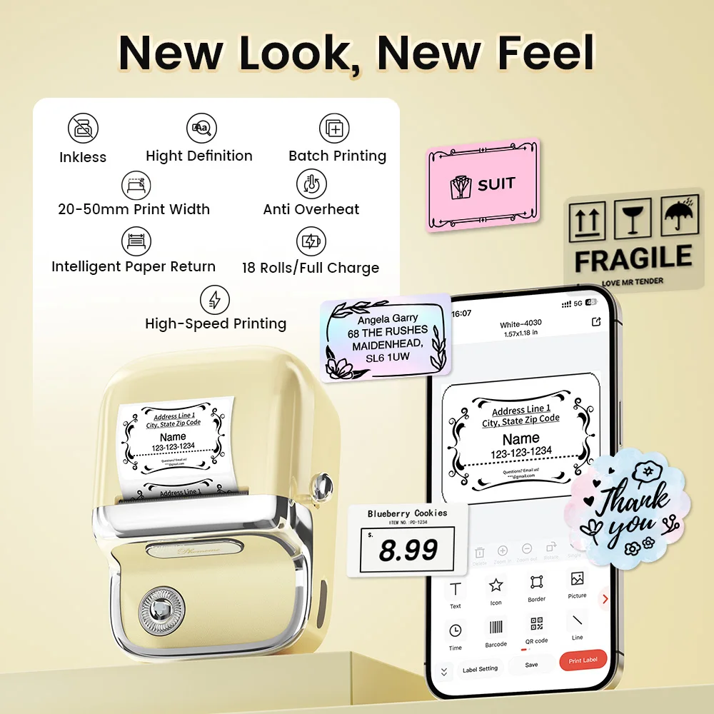 Phomemo M150 Sticker Maker Bluetooth Thermal Label Printer for Home & Small Business Supports Phone & PC