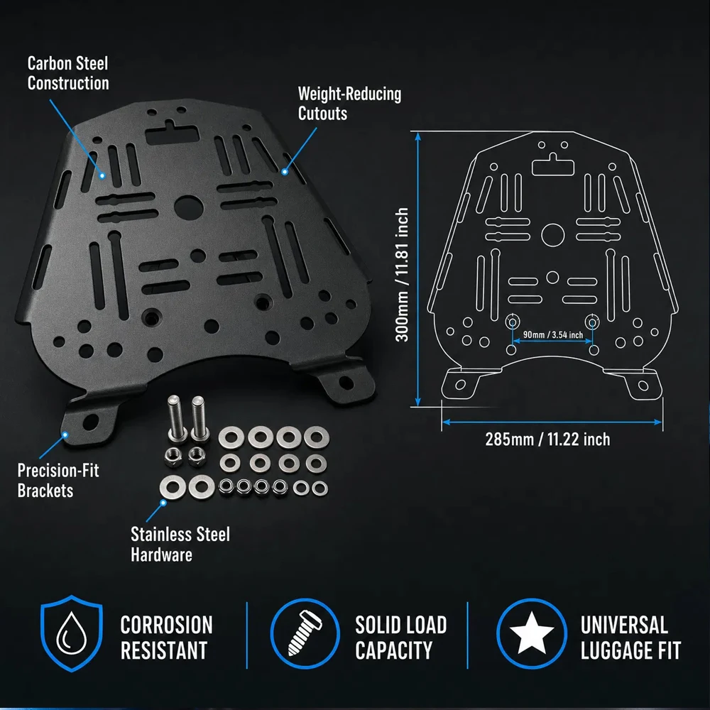 For ZONTES 368G 501G Motorbike Top Box Base Plate Bracket Tail Box Bottom Plate Easy Installation Carbon Steel Replacement 368 G