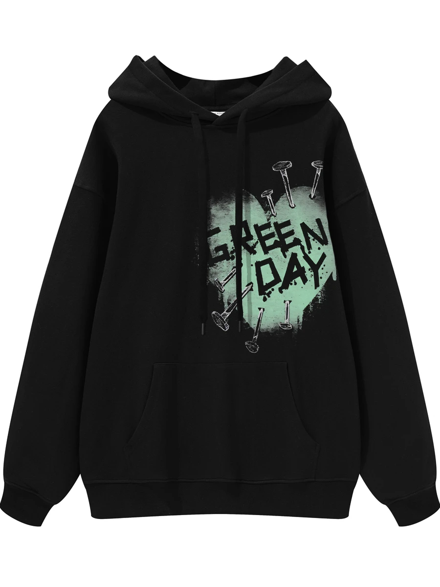 Green Day Rock Band Digital Direct Print Vintage Loose Hoodie Breathable Cotton Long Sleeve Youth Casual American Style