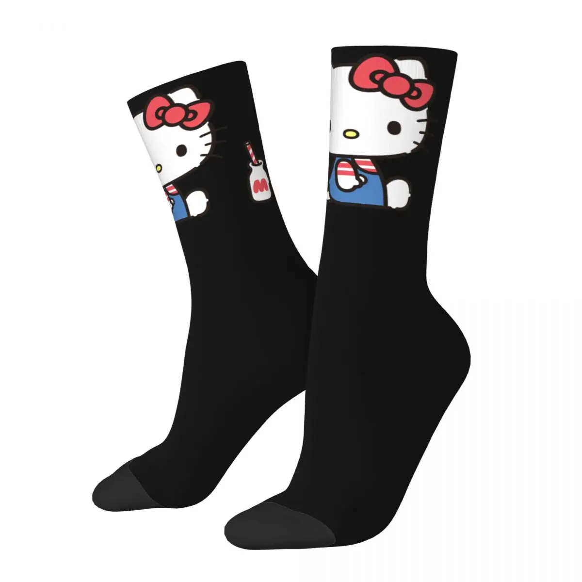 

Милые носки Hello Kitty для мужчин и женщин, теплые смешные носки с веселым мультяшным рисунком, новинка, товар, носки средней длины, реальная идея