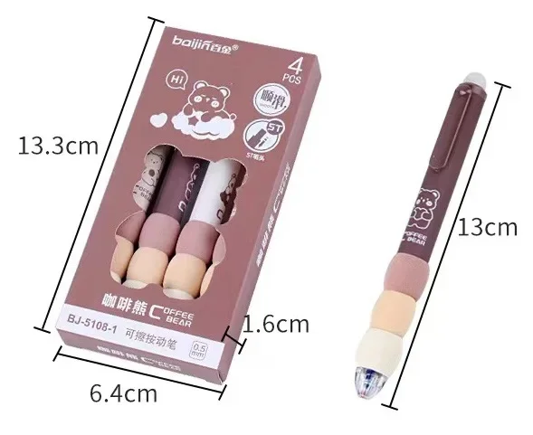 Imagem -04 - Urso de Café Lavável Handle Erasable Pen Black Ink Gel Pen Escola Escritório Escrita Papelaria 0.5 mm Pcs por Lote