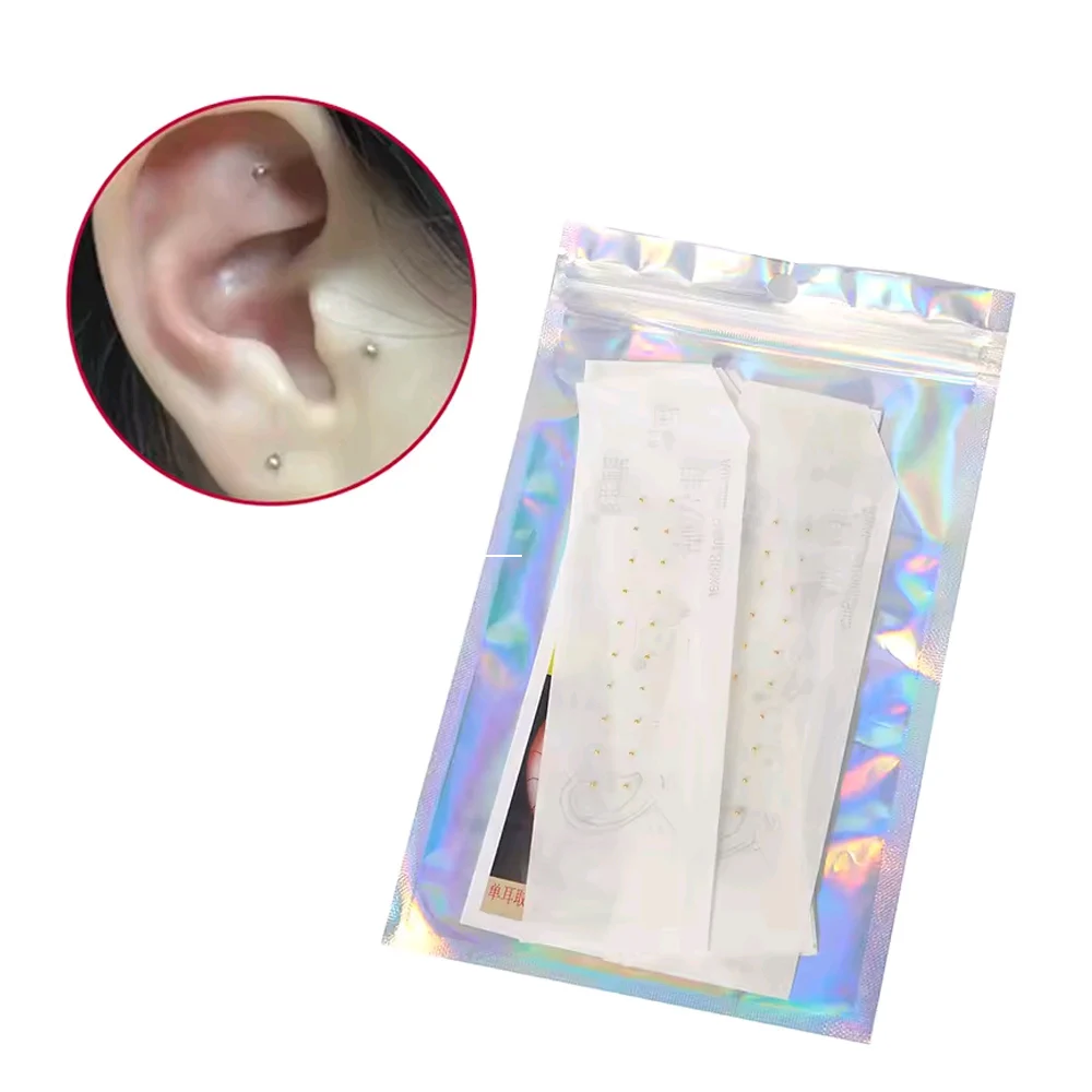 100pcs Ear Care Acupuncture Auricular Disposable Ear Stickers Massage Therapy Needle Patch Auricular Auriculotherapy Silver/Gold