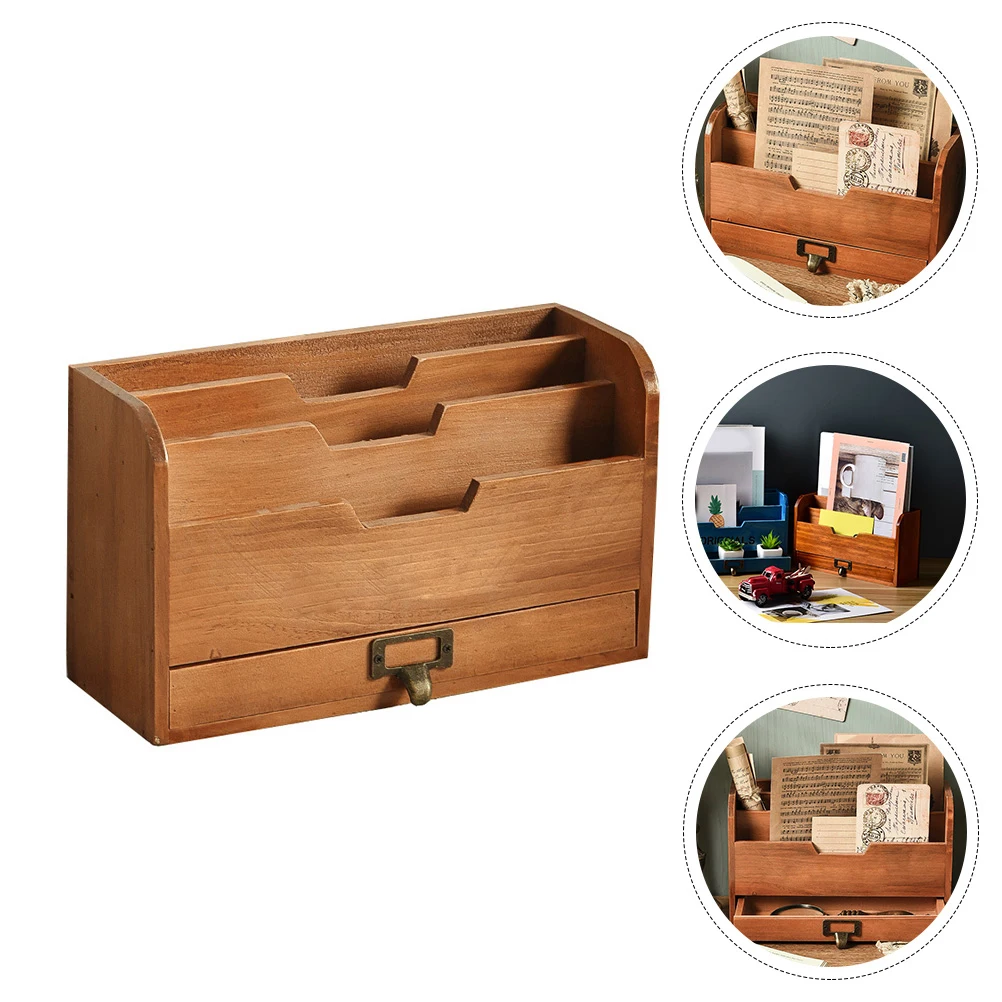 

Wooden Storage Rack Bookshelf Desktop ganizer Tray St Document Holder Multi Compartment Durability Practical Home Office Use