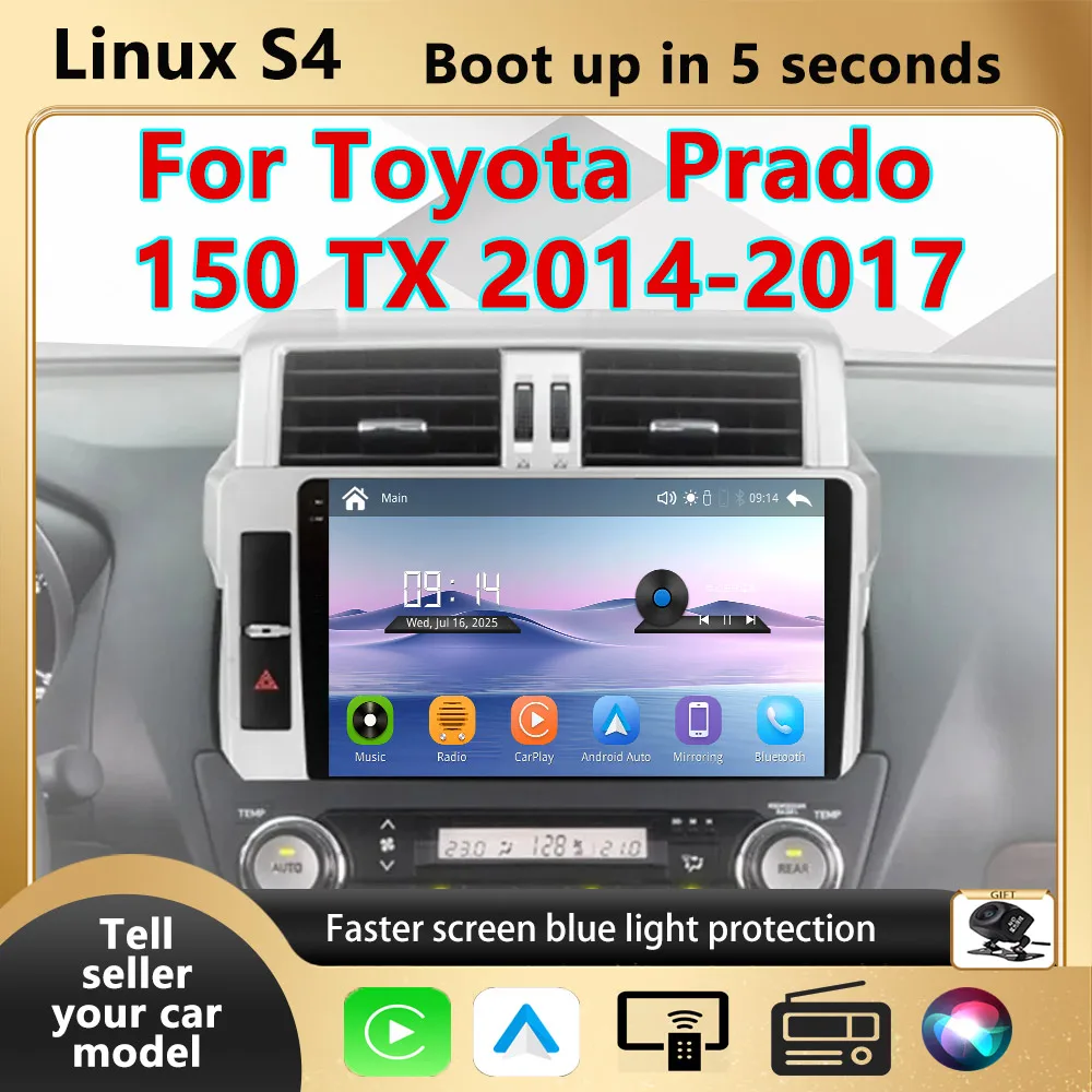 Upgrade For Toyota Land Cruiser Prado 150 TX 2014-2017 Wireless Carplay Car Multimedia Player Modify Touch Screen Android Auto