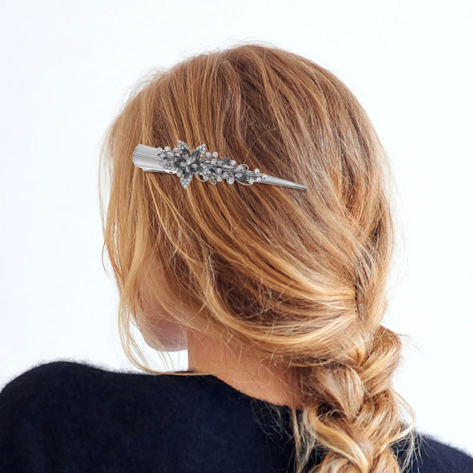 Retro Horn Decorative Metal Hair Clip Rhinestone Duckbilled Clip for Women Banquet Party Charming Hair Accessories