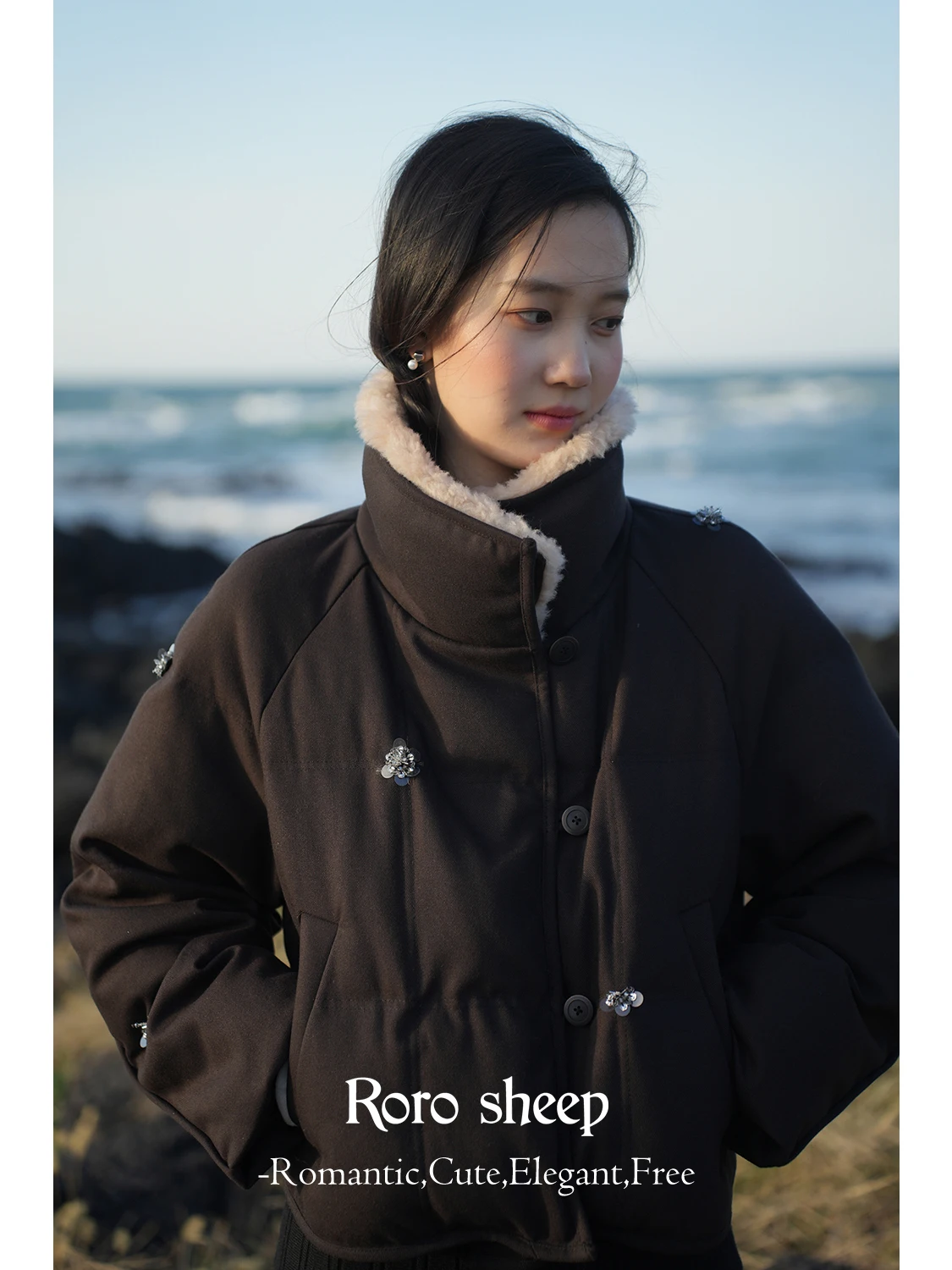 

Винтажная утепленная куртка Roroeep с воротником из овечьего меха, теплая, на флисовой подкладке, стеганое пальто, женская повседневная зимняя верхняя одежда