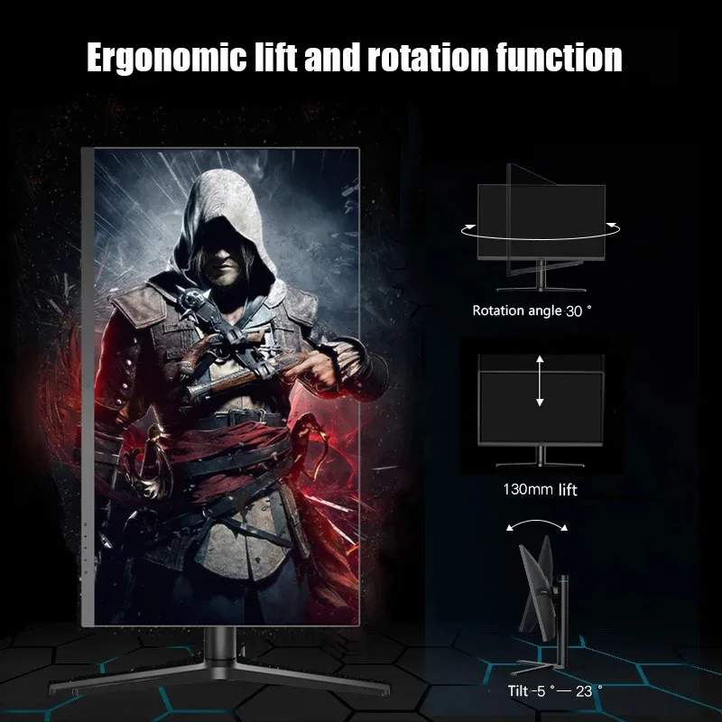 Monitor da 27 pollici 165Hz 2K Display da gioco 1ms Free-sync IPS Display LCD da tavolo Rotazione Ascensore Supporto HDMI DP Supporto PS5 HDR400