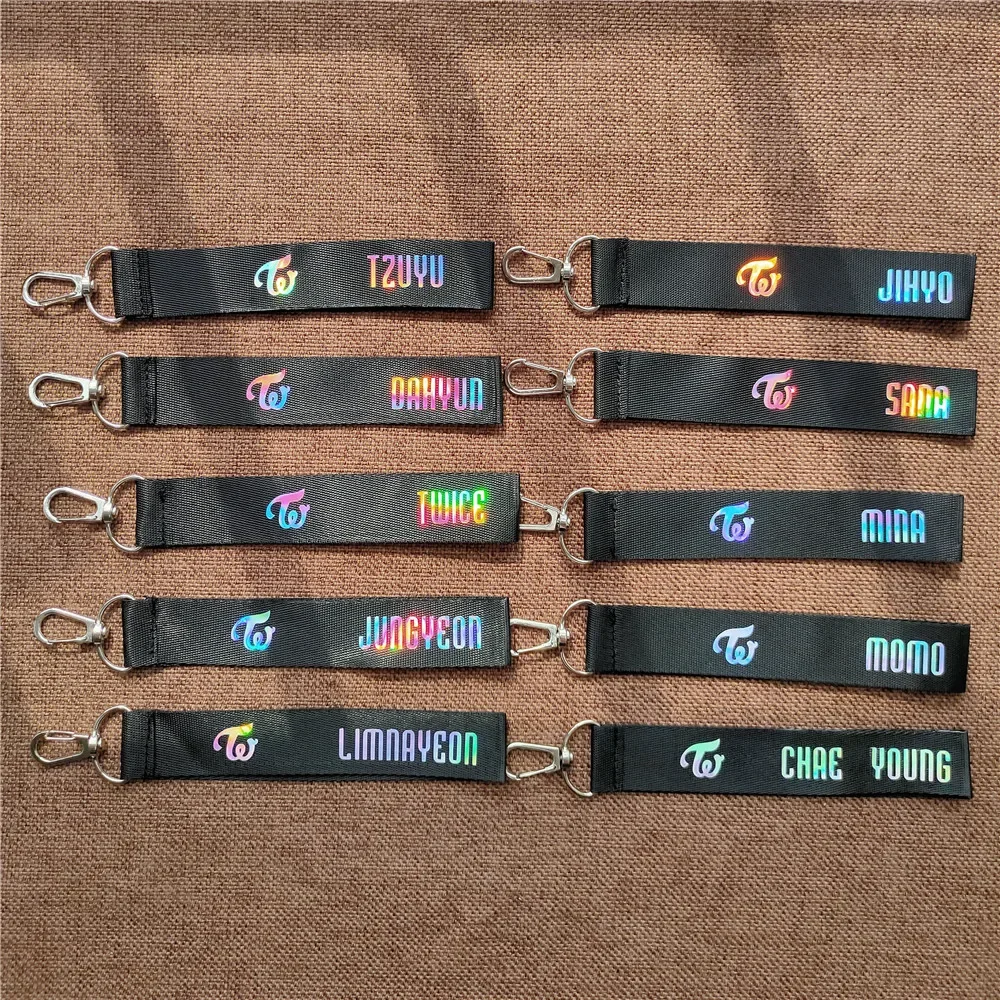 Korean Girl Group Yoo JeongYeon Momo Sana Park Ji Hyo Hot Selling Laser Colorful Mobile Phone Rope Name Strip Keychain Pendant