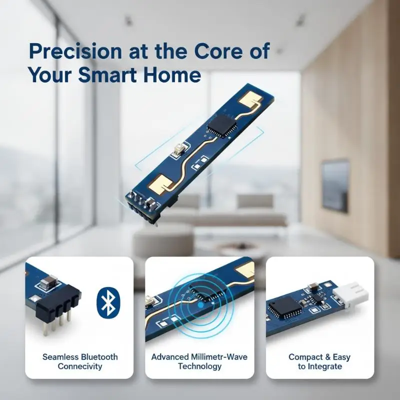 LD2410B Human Presence Radar Sensor Module Bluetooth Enabled Heartbeat Detection for Smart Home Appliance Trigger Control