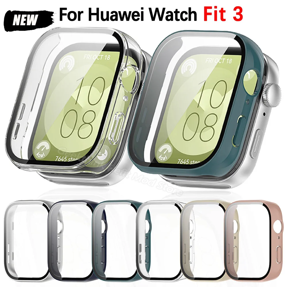 Tempered Glass Case For Huawei Watch Fit 3 Full Cover Screen Protector Bumper Shell for Huawei Watch Fit3 PC Protective Cover
