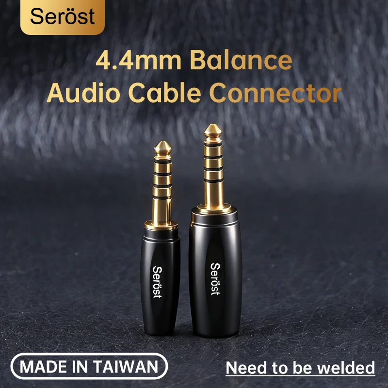 

Serost HiFi Audio 5 poles 4.4mm jack plug Gold-plated Brass Balance Headset earphone connection cable plug use for 4mm-8mm cable