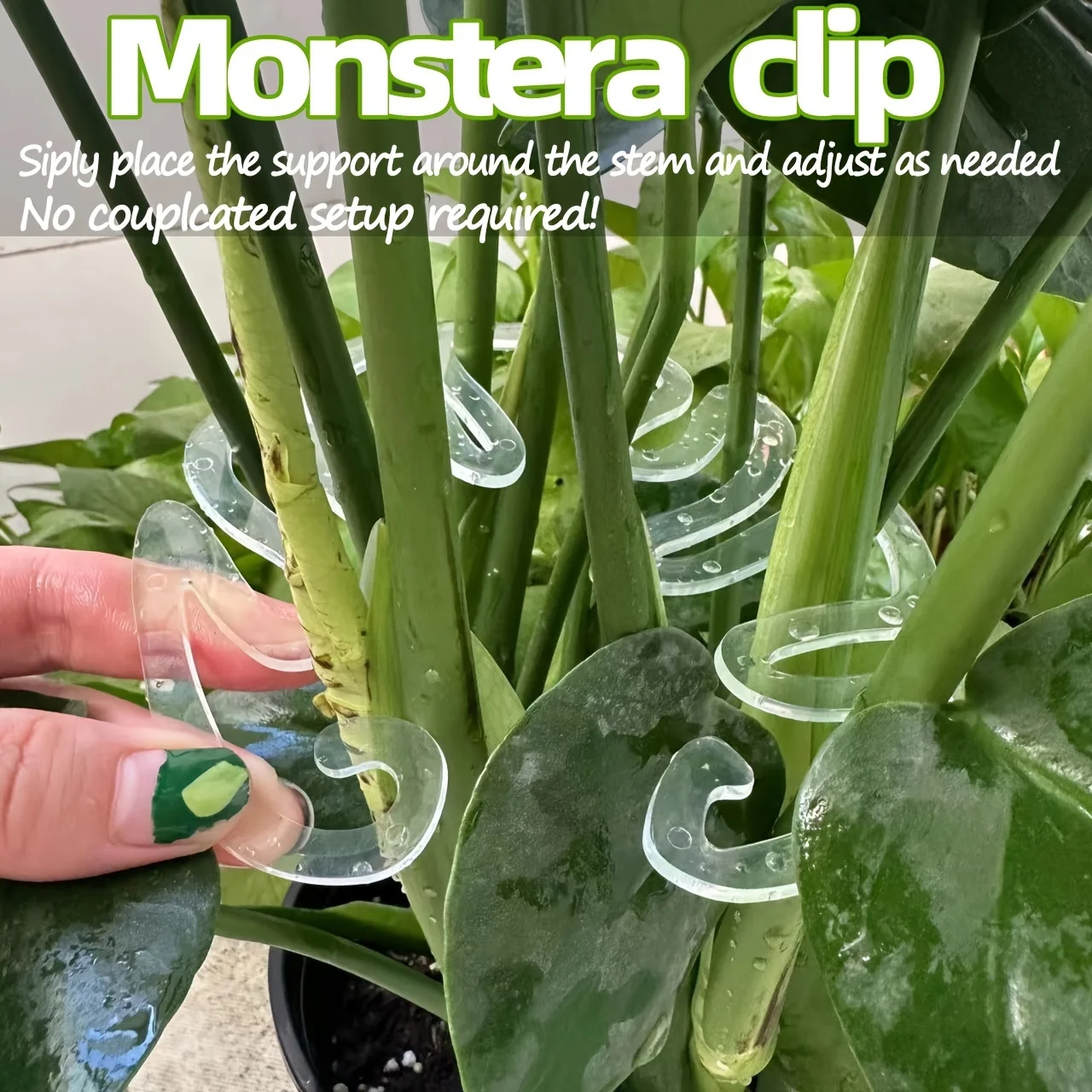 Flexible Plastic Monstera Plant Support Clips, Adjustable Garden Ties for Vertical Growth, Neat Fixing Clamps for Potted & Indoo
