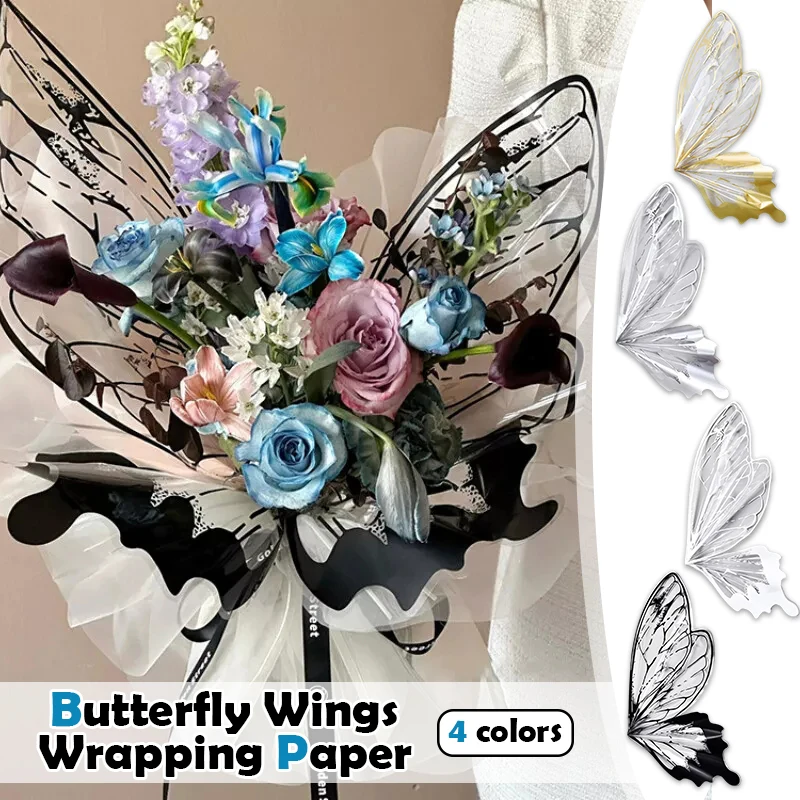 20Sets(40pcs) DIY Butterfly Bouquet Wrapping Paper Gift Packaging Wing Shaped Paper for Birthday Parties Wedding Decorations