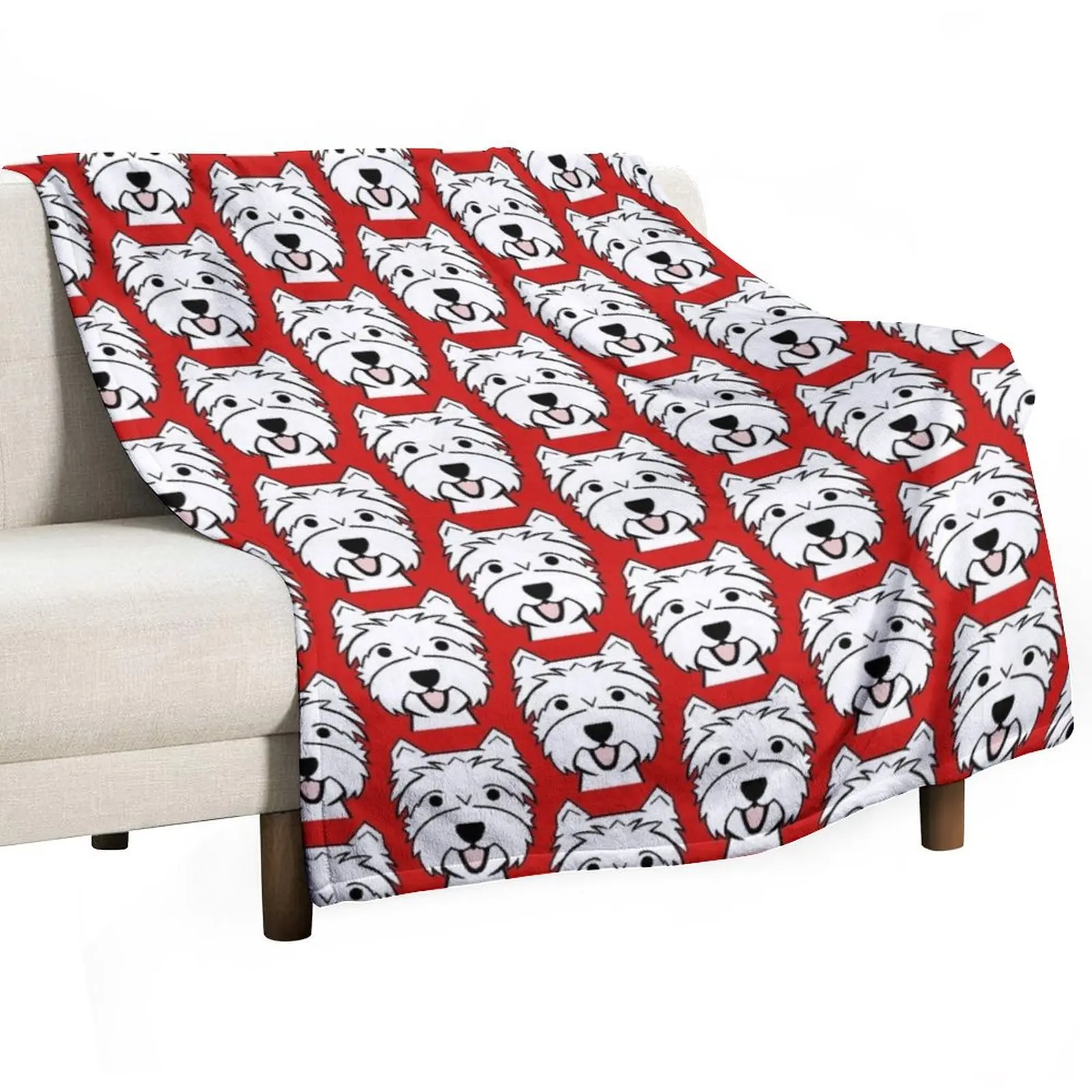 

West Highland Terrier - Westies - Westie dogs - red background Westie dog breed Throw Blanket Bed Fashionable Vintage Blankets