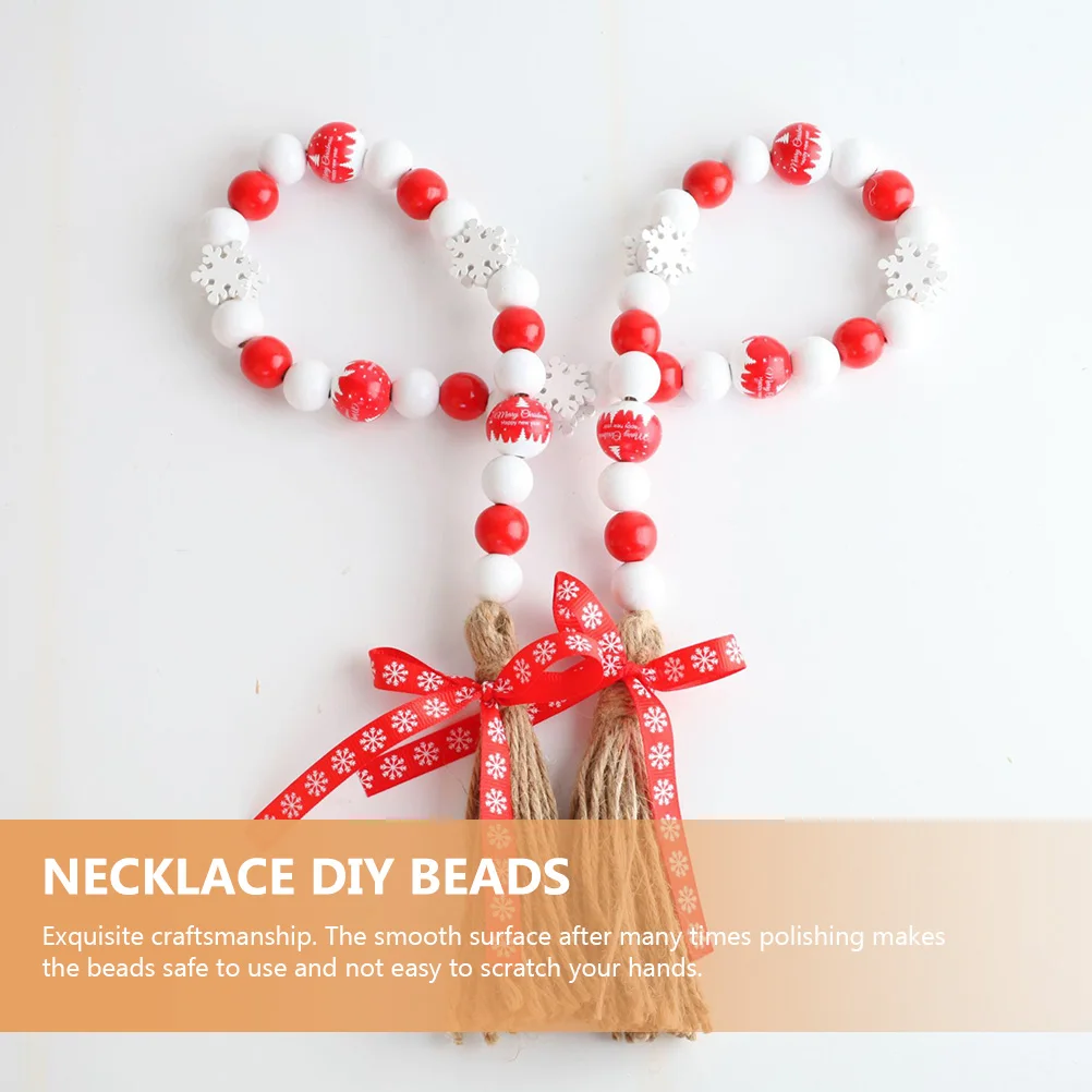 

50pcs Wooden Beads String Accessories for Christmas DIY Jewelry Craft Round Smooth Lightweight Small Size Beads Necklace