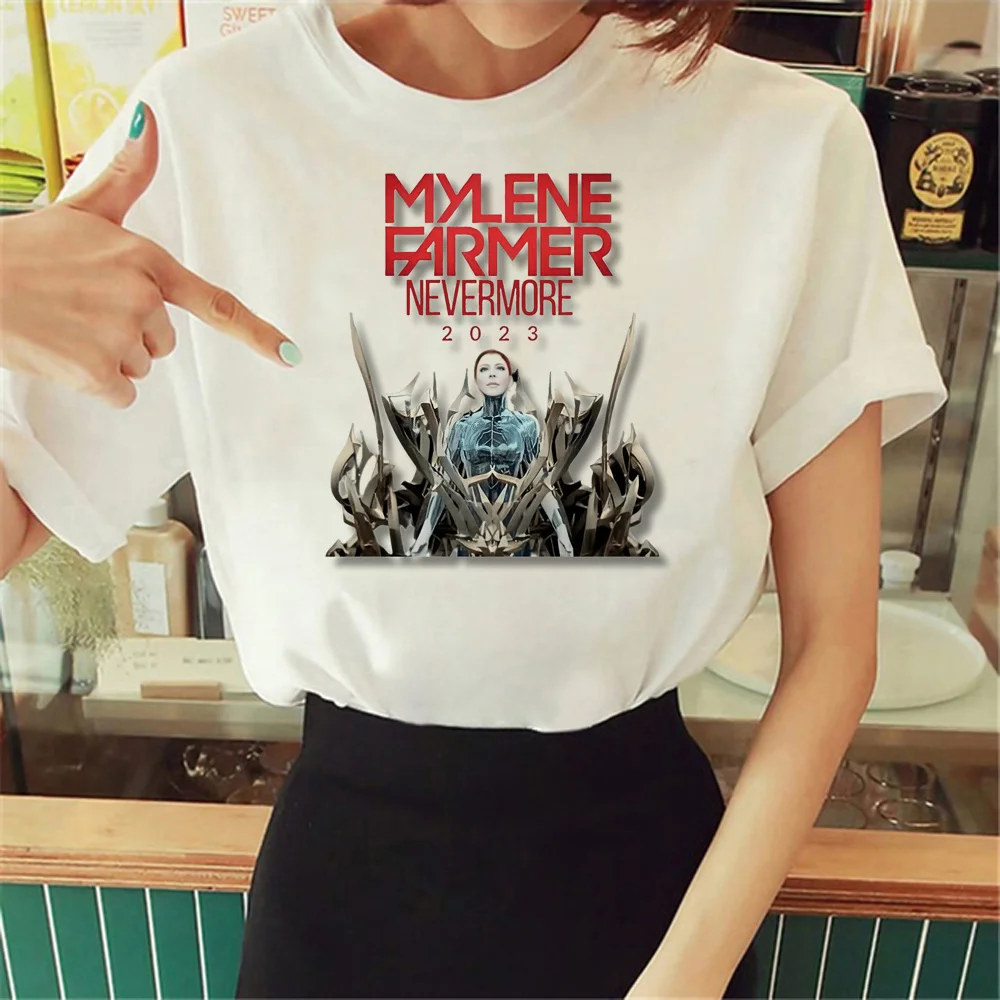 Mylene Farmer t shirt women summer manga Y2K tshirt girl manga funny anime clothes