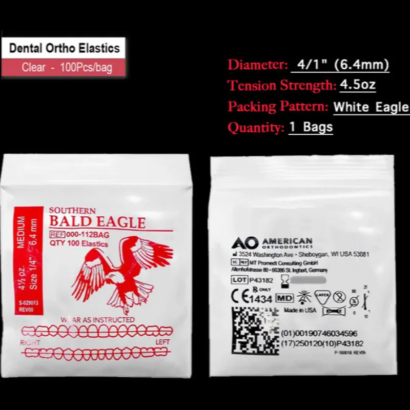 

100 шт., стоматологическая ортодонтическая резинка AO, тяговая резинка, ортодонтическая резинка, эластичное кольцо, материалы, инструменты, лаборатория