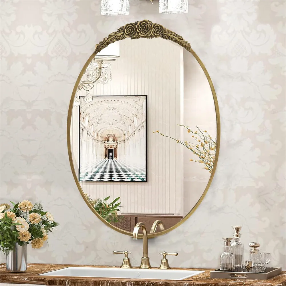 

Oval Mirror Gold Traditional Vintage Ornate Baroque Mirror Antique Brass Mirror