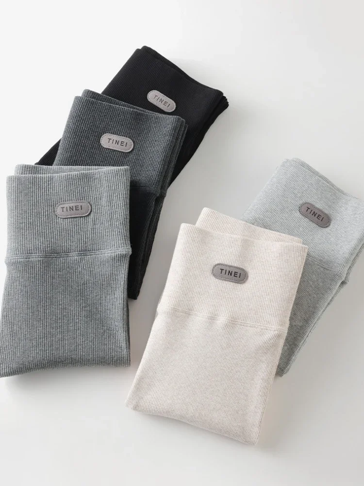 بلون الموضوع موضة لفافة ساق غير مخيطة الخريف رقيقة عالية الخصر النساء طماق القطن مطاطا الشتاء طماق النساء #1