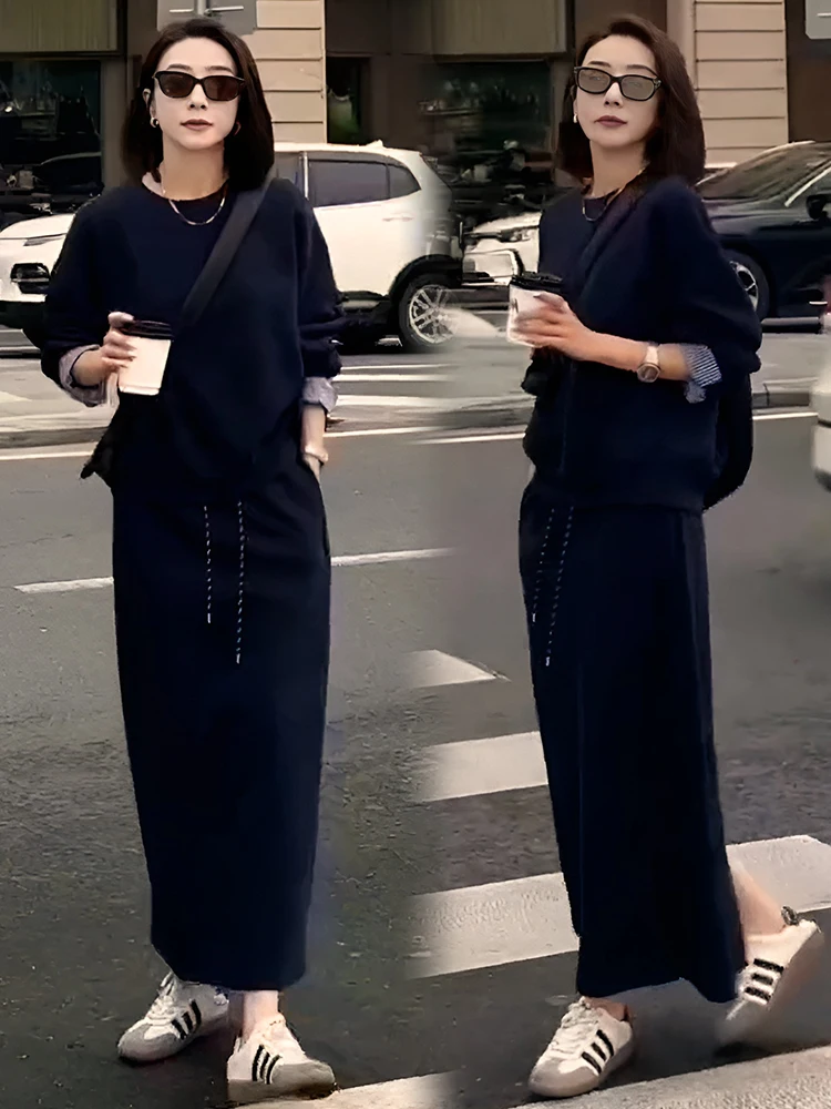 Casual Faionable Women's Two-Piece Set Spring Autumn New Sle Korean Sle Sweatirt  Skirt Versatile Comfortable