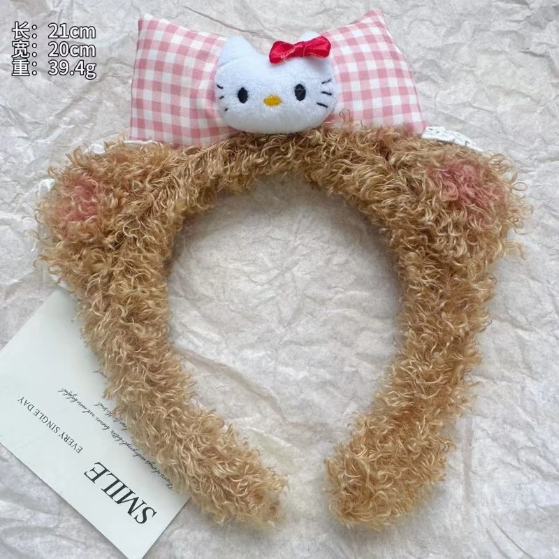 عصابة رأس نسائية لطيفة على شكل قطة من القطيفة، عصابة رأس على شكل فيونكة لغسل الوجه، مكياج وشريط شعر جميل مضغوط