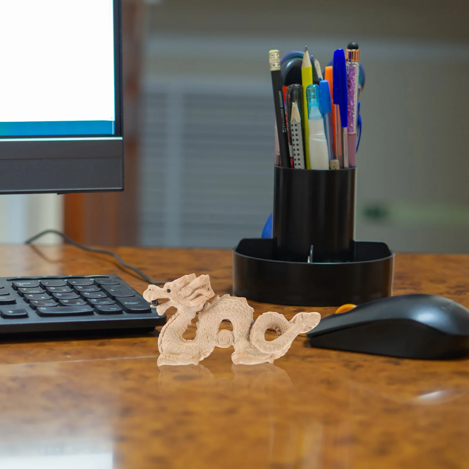 التنين الصيني الخشب النحت تمثال الزخرفية للمنزل مكتب عمل فنغ شوي زخرفة غرفة المعيشة غرفة نوم الحرفية الفن هدية #6